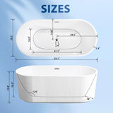 59"Linear AcrylicFreestanding Bathtub Stand Alone Soaker Tub, Glossy White Acrylic, POP-UP Chrome W1675P288930