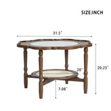 Mid-Century Style Coffee with Petal Shape and White Crackle Pattern Glass, 2-Tiered Coffee N735P291422D