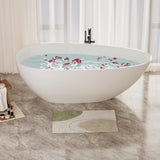 59" Freestanding Solid Surface Bathtub, Luxury Handcrafted Stone Resin Freestanding Soaking Bathtub W1573P176229