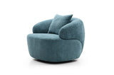 360&deg Swivel Mid Century Modern Curved Sofa, 1-Seat Cloud couch Boucle sofa Fabric Couch, Blue W87691482