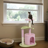 33in Cat Tree, Multi-level Cat Tower with Cat Scratching Post with Curved Perch, Cozy Cat Condo, 91214223