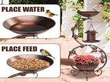 37.8 inch Bird Bath and Solar Bird Feeders Combo with Flower Planter Pedestal, Weather Resistant 60319630