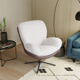 360&deg Swivel Office Chair, Modern Chenille Chair with Faux Leather and Black Metal Base Frame, No N817P205024W