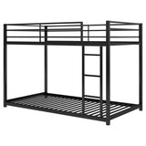 ZNTS Twin over Twin Metal Bunk Bed, Low Bunk Bed with Ladder, Black 39848515