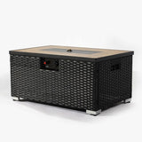 Rattan Fire Pit Table with Propane Tank Holder, Fire Table with Ceramic Tile Table Top W853P202194