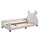 ZNTS Twin Size Upholstered Daybed with Carton Ears Shaped Headboard, White WF296297AAK