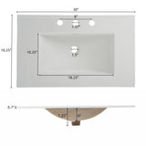 30" Bathroom Vanity with Ceramic Sink and Full-Extension Drawers, Freestanding Bathroom Vanity with N817P288915G