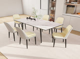 47"-63" expandable dining table set for 2-6 people, equipped with PU fabric thick cushioned dining 34750395