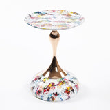 Mermaid Tail End Coffee Table Round Side Table, Modern Metal Pedestal Table, Minimalist Accent Table W2664P232835