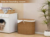 Oval Laundry Hamper with Lid, Woven Natural Water Hyacinth Laundry Hamper 66597935