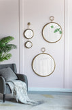 22" x 28" Circle Wall Mirror with Gold Iron Frame, Accent Mirror for Living Room, Entryway, Office W2078124345