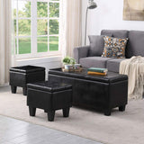 Large Storage Ottoman Bench Set, 3 in 1 Combination Ottoman, Tufted Ottoman Linen Bench for W142083040