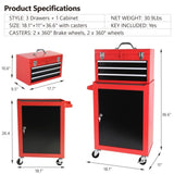 3-Drawer Rolling Tool Chest with Wheels, Tool Chest with Large Storage Cabinet and Adjustable Shelf, W1239132610