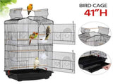 41" Four Feeders Double-Door Metal Birdcage with Slide-Out Tray, Black 52154388