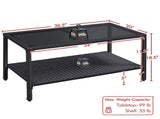 Outdoor Wicker Coffee Table with Storage Shelf, Black 89357146