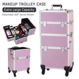 ZNTS 3 in 1 Aluminum Cosmetic Makeup Case Tattoo Box Pink 40894344