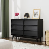 6 Drawer Double Dresser Features Vintage-style and Bevel Design W578P170159