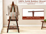 Solid Rubber Wood Folding Coat Rack, A-Frame Standing Clothes Rack with Bottom Storage Shelf 47060129