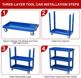 ZNTS Tool Cart, 3-Tier Rolling Mechanic Tool Cart, Heavy Duty Steel Utility Cart with Lockable Wheels, 81405601