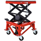 300 lbs Hydraulic Motorcycle Scissor Jack Lift Foot Step Wheels for Small Dirt Bikes,red color W46577206