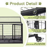 ZNTS 42 Inch Heavy Duty Dog Crate, Metal Dog Cage Dog Kennel for Medium to Large Dogs with Double Doors, 52893270