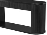 TREXM Oval Fluted Console Table with 2 Drawers and Bottom Shelf, Wood Entryway Table with Smooth N715P458125B