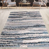 Watercolor Abstract Stripe Woven Area Rug B03597996