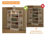 50" LED Kitchen Pantry Cabinet,Freestanding Buffet Cupboards Sideboard with 2 Doors with Racks and 2 W1120127335