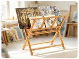 Natural Bamboo Art Storage Rack, Heavy-Duty Canvas Print Display Stand Holds Artwork Up to 34"x19", 03871321