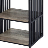 Antique Oak and Black 3-Shelf Nightstand B062P209017