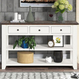 48'' Solid Pine Wood Top Console Table, Modern Entryway Sofa Side Table with 3 Storage Drawers and 2 W120246668