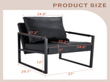 Set of 1 Classic Black PU Leather and Metal Frame Sofa -Ergonomically designed, a perfect blend of W3875P378628