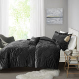 King/Cal King Velvet Duvet Cover Set with Throw Pillow B03596080