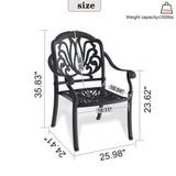 Cast Aluminum Patio Dining Chair 2PCS With Black Frame and Cushions In Random Colors W1710P166051