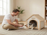Modern Indoor Wooden Dog House with EVA Cushion Solid Cedar Pet House for Small Dogs & Cats W3799P381058