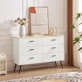 ZNTS 6 Drawer Dresser for Bedroom with Deep Drawers, Wood & Chest of Drawers, Modern White Long W1820P152744