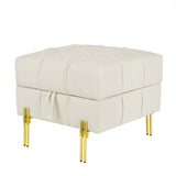 22 inches Anti-scratch Leather Storage Ottoman, Pet Friendly Entryway Bench with Golden Stainless W1191P196357