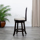 24" Counter Height X-Back Swivel Stool, Espresso Finish, Beige Fabric Seat B04660712
