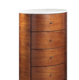 Walnut Finish 1pc Chest of Five Drawers Marble Top Ball Bearing Glides Bedroom Furniture B01146546