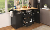 K&K 55.7'' Large Kitchen Island with 2 Drop Leaf,, Rolling Kitchen Cart on 5 Wheels with Power N707P186617B