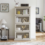 4 Tier Glass Display Cabinet for Living Room Stylish Storage Curio Cabinet with Flip Up Glass Doors W1758P294627
