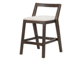Jasper Indoor Rubberwood Barstool, Dark Brown Finished and Beige Upholstery, Set of 2 N775P336213D