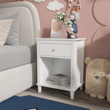 26.77''H Wooden Nightstand with One Drawer One Shelf for Kids, Adults, White 33261202