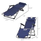 Tanning Chair, 2-in-1 Beach Lounge Chair & Camping Chair w/ Pillow & Pocket, Adjustable Chaise for W2225142469
