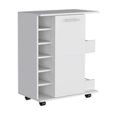 Lothian Bar Cart with Casters, 2-Side Storage Shelves and 6-Wine Bottle Rack B200P188869