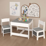 Kids Table and Chair Set, 3 in 1 Wooden Activity Table with Storage Drawer for Toddlers Drawing, 99413075