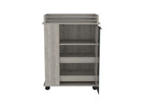 Bar Cart with Glass Door, 2-Side Shelves and Casters, Light Gray B097120618