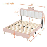 ZNTS Full size Velvet Princess Bed With bow-knot Headboard,Full Size Platform Bed with Headboard and WF315549AAH