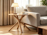 Modern Round Side Table with Crossed Metal Legs, 23.6" Small Accent End Table with Adjustable Feet, 48245922