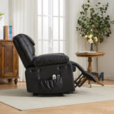 Black PU Remote-Controlled Heating and Massage Assistive Recliner for SeniorsI W570P320457